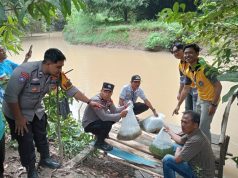 Kades Sukaraja Nuban tebar ikan Nila dan Patin di Sungai Bunuk